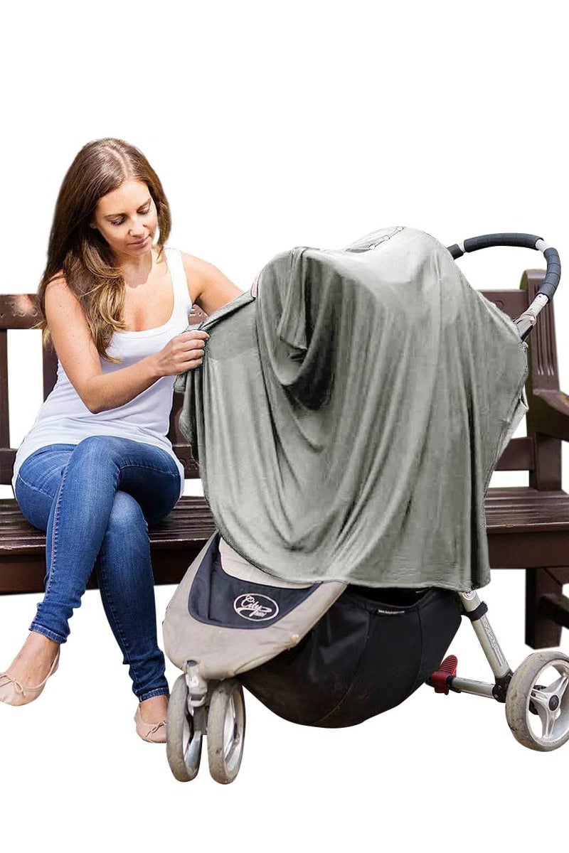 Byrd & Blume Maternity Nursing Cover Breathable Lightweight Breastfeeding Cover Wrap Shawl Scarf Poncho Full 360 (Gray, One size) - Image 4